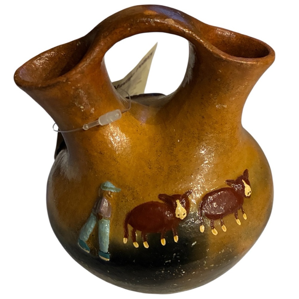 Native American Navajo wedding vase by Rose Manygoats  Goats/Pastural Scene